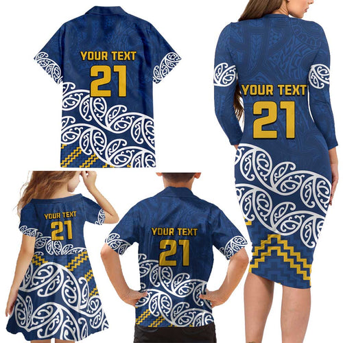 New Zealand Rugby Pacific Custom Family Matching Long Sleeve Bodycon Dress and Hawaiian Shirt Kahupeka Maori Kowhaiwhai Pattern