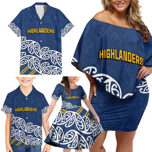 New Zealand Rugby Pacific Custom Family Matching Off Shoulder Short Dress and Hawaiian Shirt Kahupeka Maori Kowhaiwhai Pattern