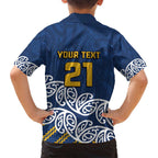 New Zealand Rugby Pacific Custom Family Matching Off Shoulder Short Dress and Hawaiian Shirt Kahupeka Maori Kowhaiwhai Pattern