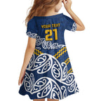 New Zealand Rugby Pacific Custom Family Matching Short Sleeve Bodycon Dress and Hawaiian Shirt Kahupeka Maori Kowhaiwhai Pattern