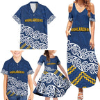 New Zealand Rugby Pacific Custom Family Matching Summer Maxi Dress and Hawaiian Shirt Kahupeka Maori Kowhaiwhai Pattern