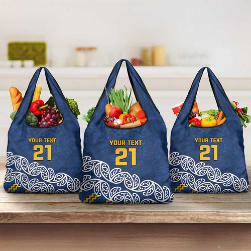 New Zealand Rugby Pacific Custom Grocery Bag Kahupeka Maori Kowhaiwhai Pattern