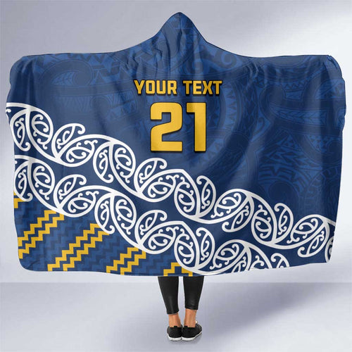 New Zealand Rugby Pacific Custom Hooded Blanket Kahupeka Maori Kowhaiwhai Pattern