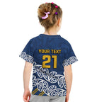 New Zealand Rugby Pacific Custom Kid T Shirt Kahupeka Maori Kowhaiwhai Pattern