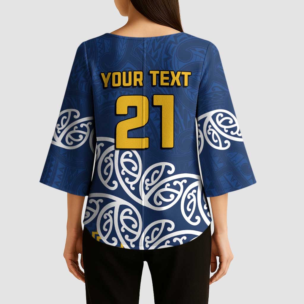 New Zealand Rugby Pacific Custom Kimono Sleeve Blouse Kahupeka Maori Kowhaiwhai Pattern - Aussie Hoodie