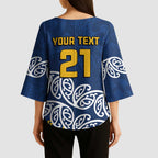New Zealand Rugby Pacific Custom Kimono Sleeve Blouse Kahupeka Maori Kowhaiwhai Pattern - Aussie Hoodie