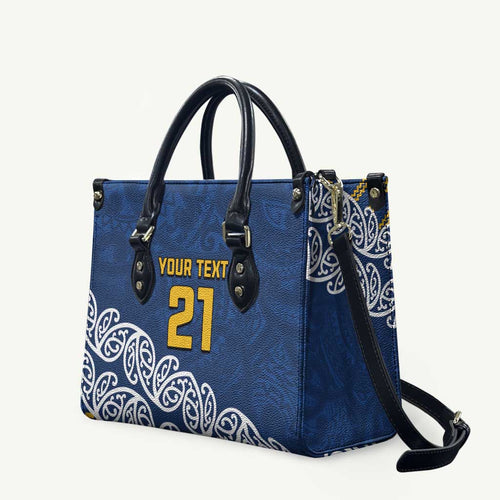 New Zealand Rugby Pacific Custom Leather Bag Kahupeka Maori Kowhaiwhai Pattern - Aussie Hoodie