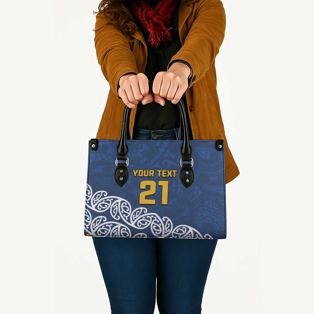 New Zealand Rugby Pacific Custom Leather Bag Kahupeka Maori Kowhaiwhai Pattern - Aussie Hoodie