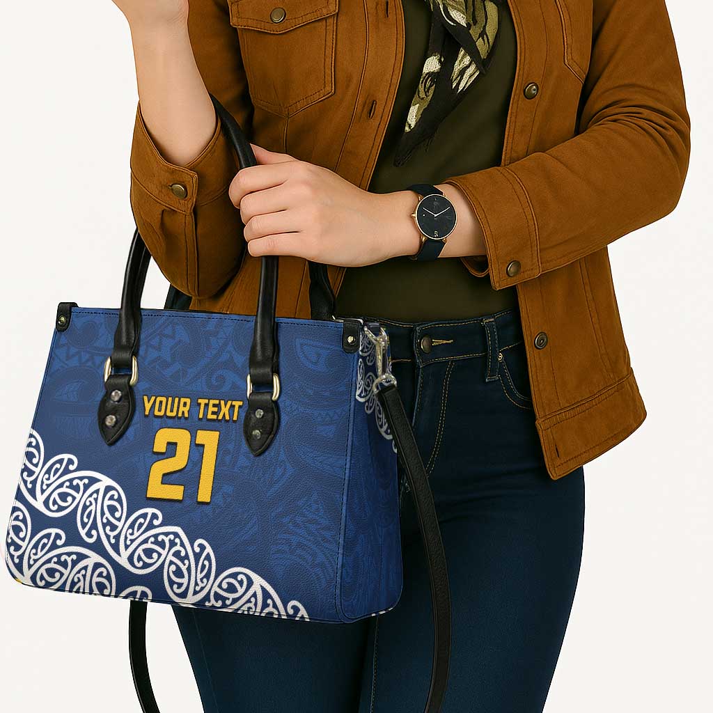 New Zealand Rugby Pacific Custom Leather Bag Kahupeka Maori Kowhaiwhai Pattern - Aussie Hoodie
