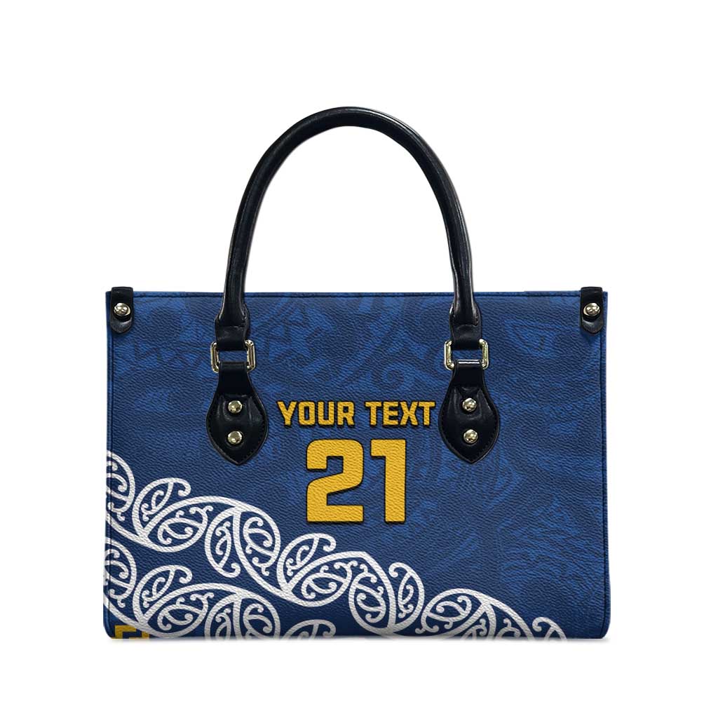 New Zealand Rugby Pacific Custom Leather Bag Kahupeka Maori Kowhaiwhai Pattern - Aussie Hoodie