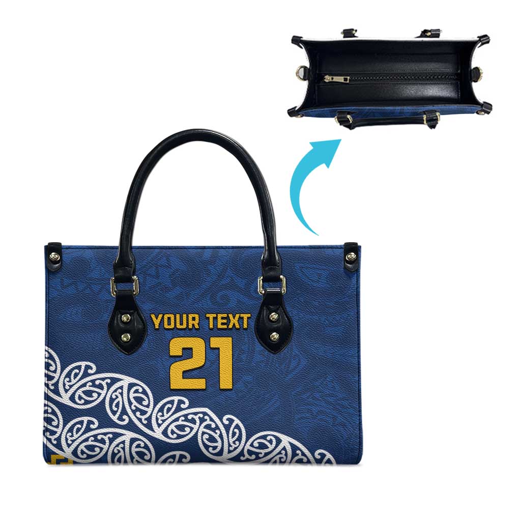 New Zealand Rugby Pacific Custom Leather Bag Kahupeka Maori Kowhaiwhai Pattern - Aussie Hoodie