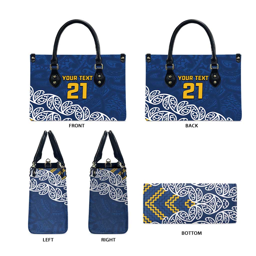 New Zealand Rugby Pacific Custom Leather Bag Kahupeka Maori Kowhaiwhai Pattern - Aussie Hoodie