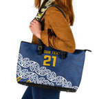New Zealand Rugby Pacific Custom Leather Tote Bag Kahupeka Maori Kowhaiwhai Pattern