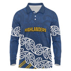 New Zealand Rugby Pacific Custom Long Sleeve Polo Shirt Kahupeka Maori Kowhaiwhai Pattern