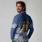 New Zealand Rugby Pacific Custom Long Sleeve Polo Shirt Kahupeka Maori Kowhaiwhai Pattern