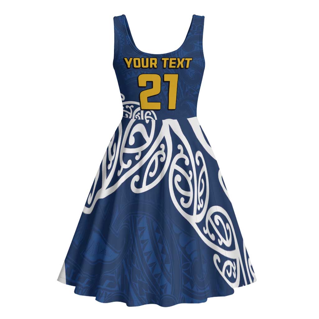 New Zealand Rugby Pacific Custom Midi Dress Kahupeka Maori Kowhaiwhai Pattern - Aussie Hoodie
