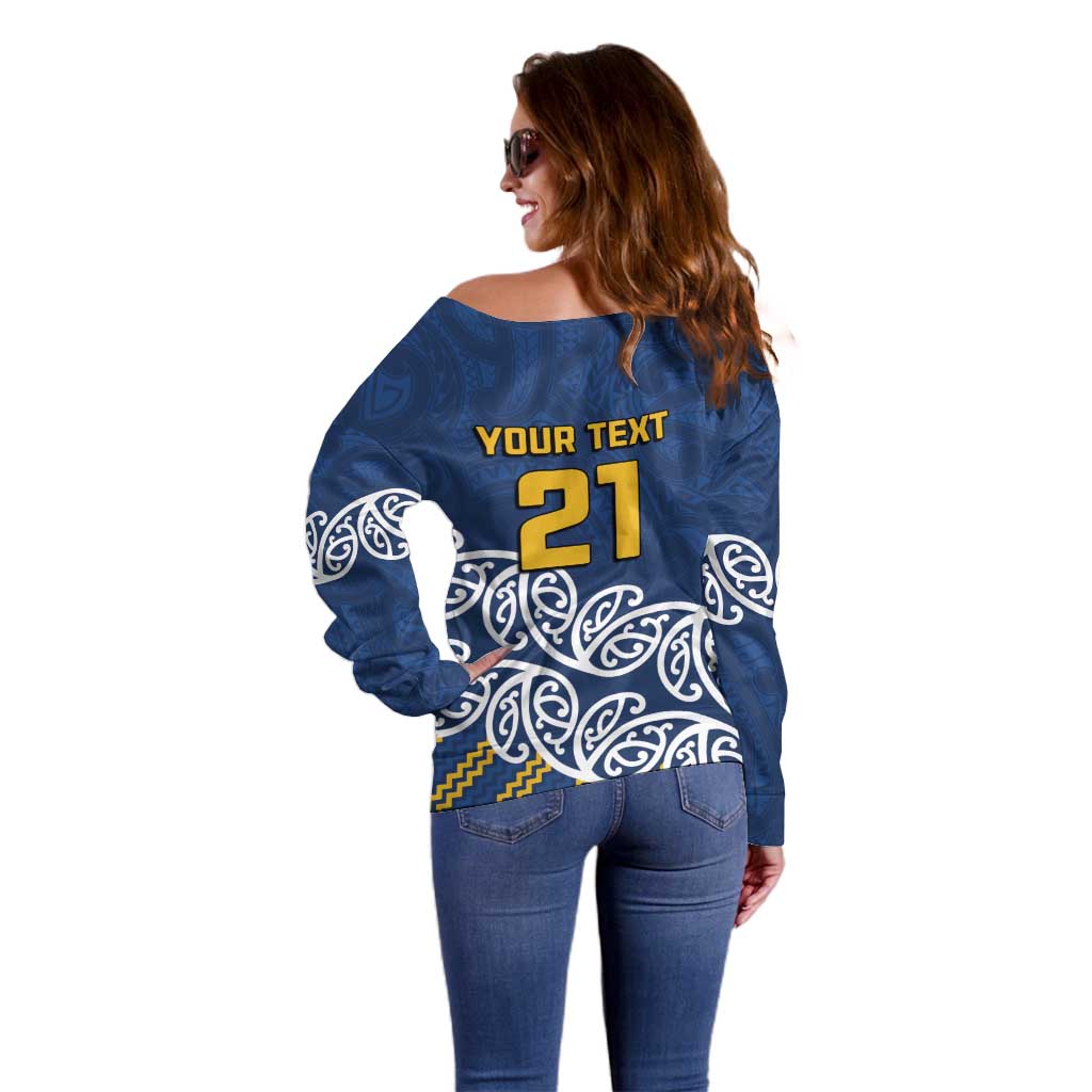 New Zealand Rugby Pacific Custom Off Shoulder Sweater Kahupeka Maori Kowhaiwhai Pattern