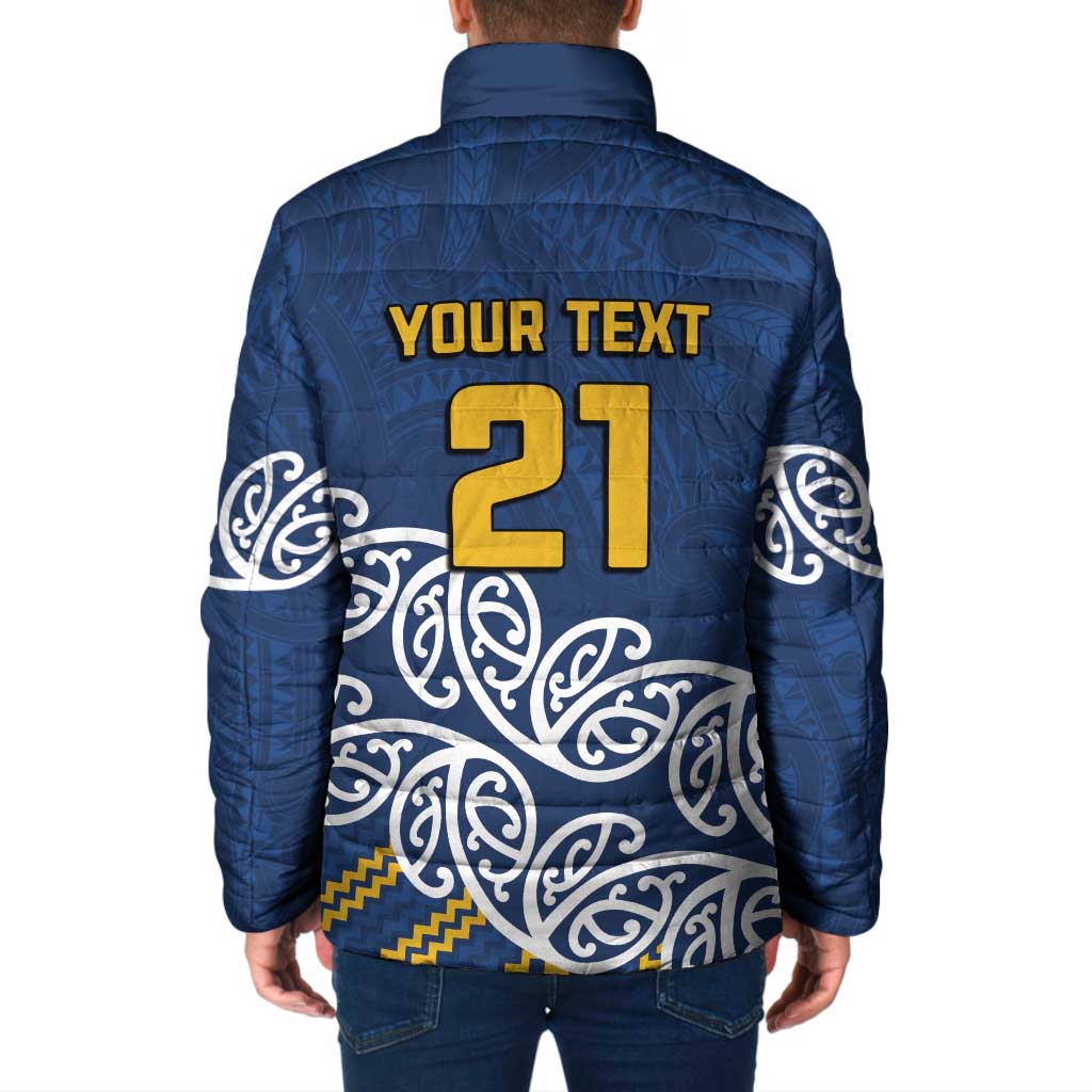 New Zealand Rugby Pacific Custom Padded Jacket Kahupeka Maori Kowhaiwhai Pattern - Aussie Hoodie