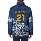 New Zealand Rugby Pacific Custom Padded Jacket Kahupeka Maori Kowhaiwhai Pattern - Aussie Hoodie
