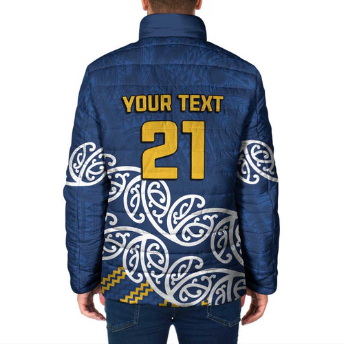 New Zealand Rugby Pacific Custom Padded Jacket Kahupeka Maori Kowhaiwhai Pattern - Aussie Hoodie
