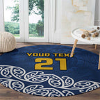 New Zealand Rugby Pacific Custom Round Carpet Kahupeka Maori Kowhaiwhai Pattern