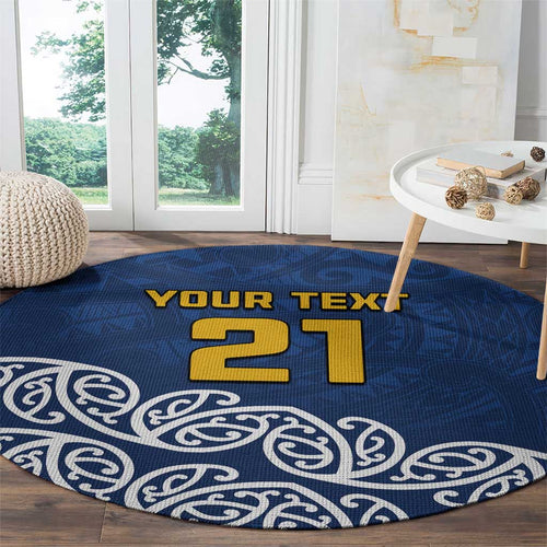 New Zealand Rugby Pacific Custom Round Carpet Kahupeka Maori Kowhaiwhai Pattern