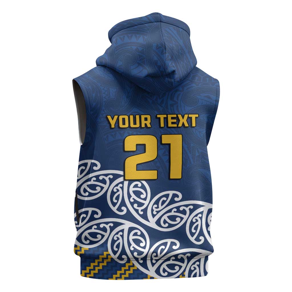 New Zealand Rugby Pacific Custom Sleeveless Hoodie Kahupeka Maori Kowhaiwhai Pattern - Aussie Hoodie