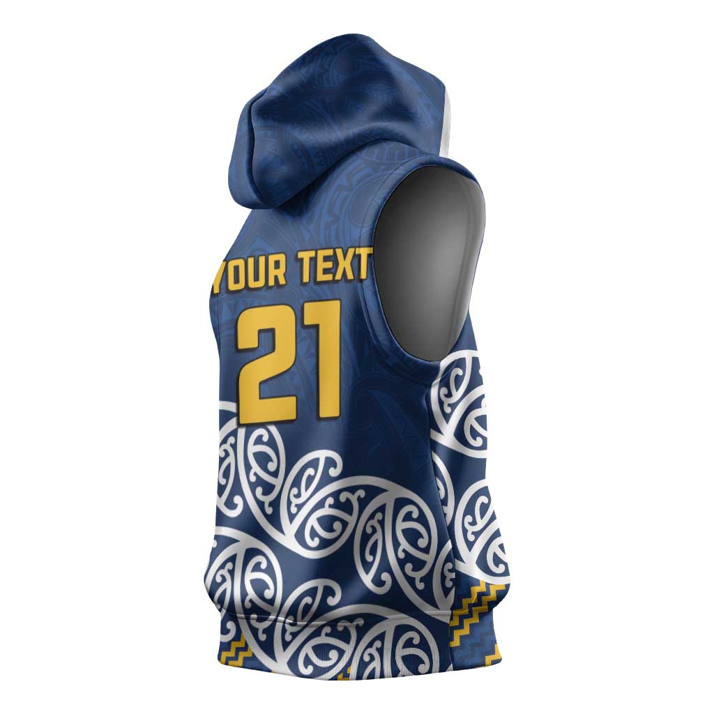New Zealand Rugby Pacific Custom Sleeveless Hoodie Kahupeka Maori Kowhaiwhai Pattern - Aussie Hoodie