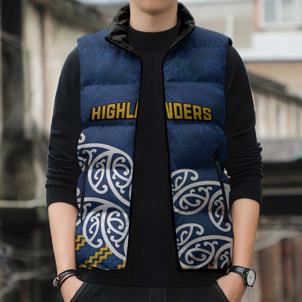 New Zealand Rugby Pacific Custom Sleeveless Puffer Jacket Kahupeka Maori Kowhaiwhai Pattern - Aussie Hoodie