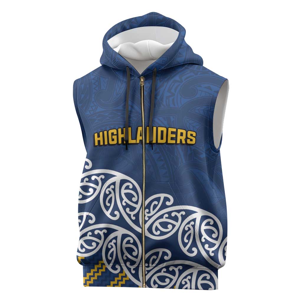 New Zealand Rugby Pacific Custom Sleeveless Zip Hoodie Kahupeka Maori Kowhaiwhai Pattern - Aussie Hoodie