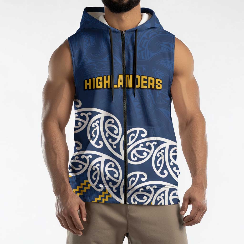 New Zealand Rugby Pacific Custom Sleeveless Zip Hoodie Kahupeka Maori Kowhaiwhai Pattern LT9