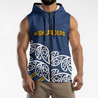 New Zealand Rugby Pacific Custom Sleeveless Zip Hoodie Kahupeka Maori Kowhaiwhai Pattern LT9