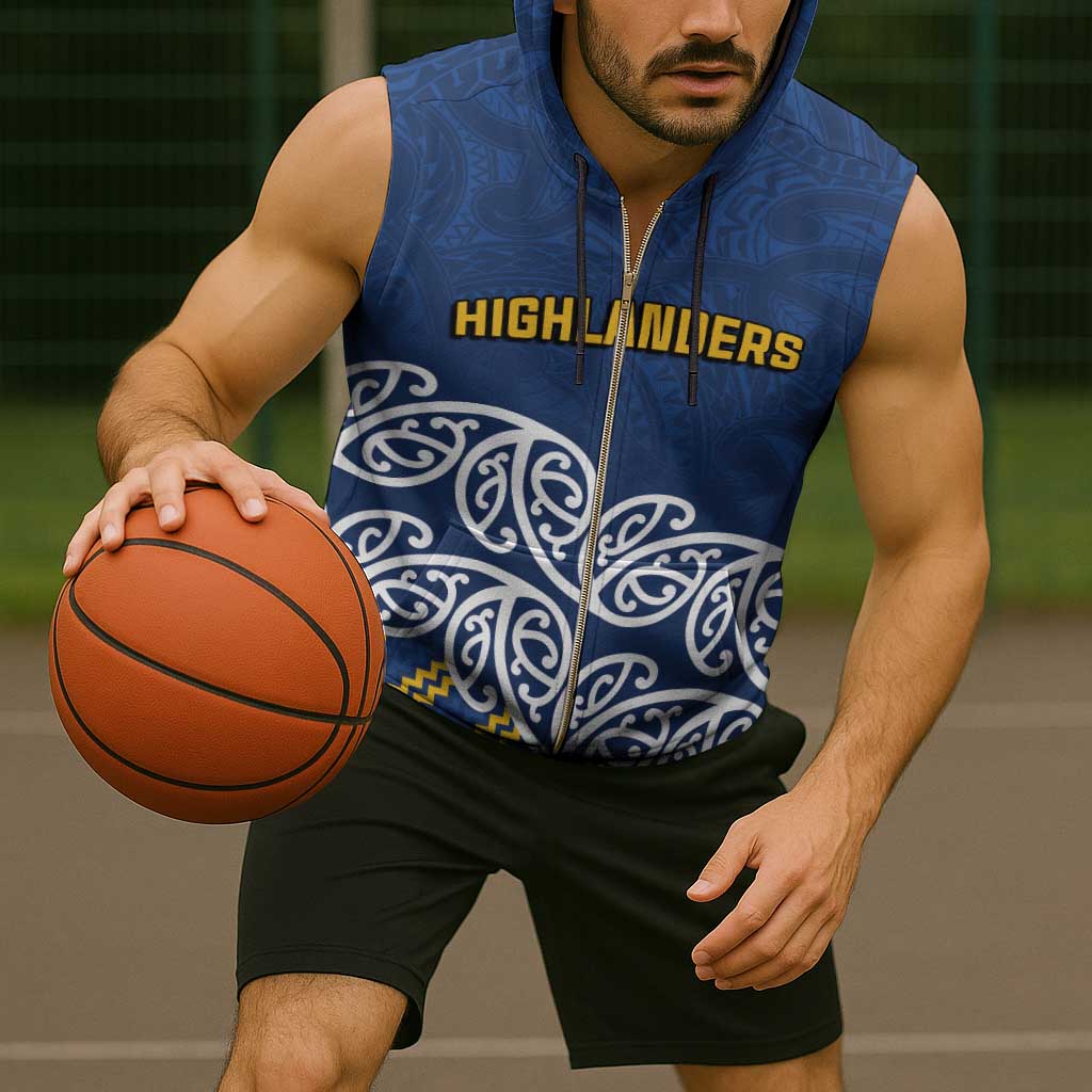 New Zealand Rugby Pacific Custom Sleeveless Zip Hoodie Kahupeka Maori Kowhaiwhai Pattern - Aussie Hoodie