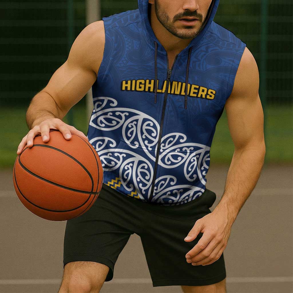 New Zealand Rugby Pacific Custom Sleeveless Zip Hoodie Kahupeka Maori Kowhaiwhai Pattern LT9