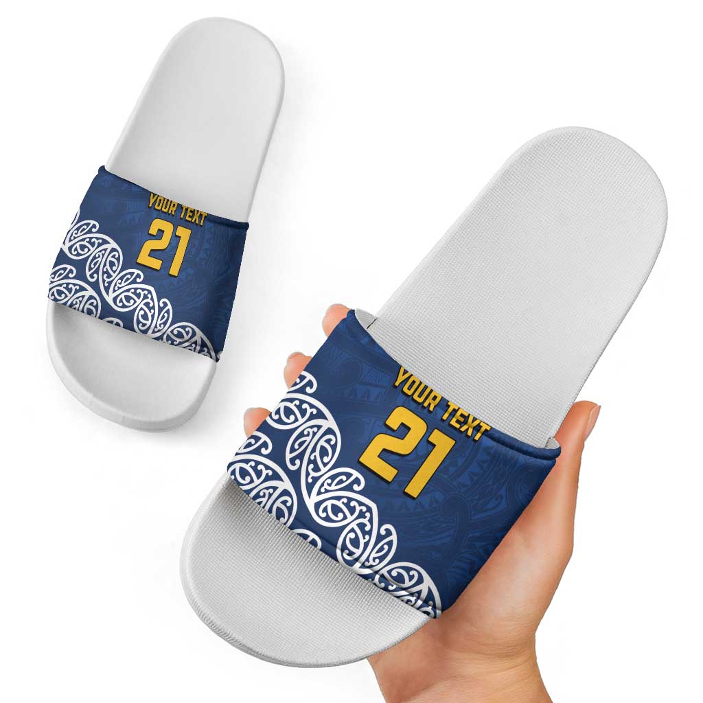New Zealand Rugby Pacific Custom Slide Sandals Kahupeka Maori Kowhaiwhai Pattern - Aussie Hoodie