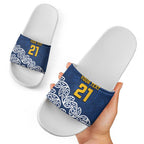 New Zealand Rugby Pacific Custom Slide Sandals Kahupeka Maori Kowhaiwhai Pattern - Aussie Hoodie