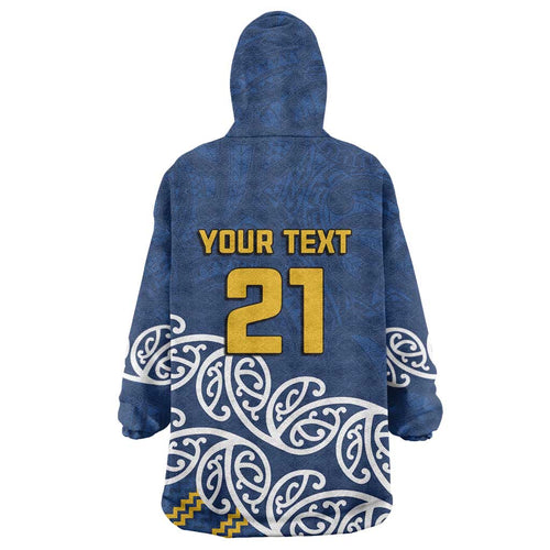 New Zealand Rugby Pacific Custom Wearable Blanket Hoodie Kahupeka Maori Kowhaiwhai Pattern