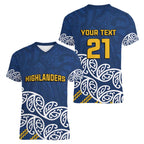 New Zealand Rugby Pacific Custom Women V-Neck T-Shirt Kahupeka Maori Kowhaiwhai Pattern
