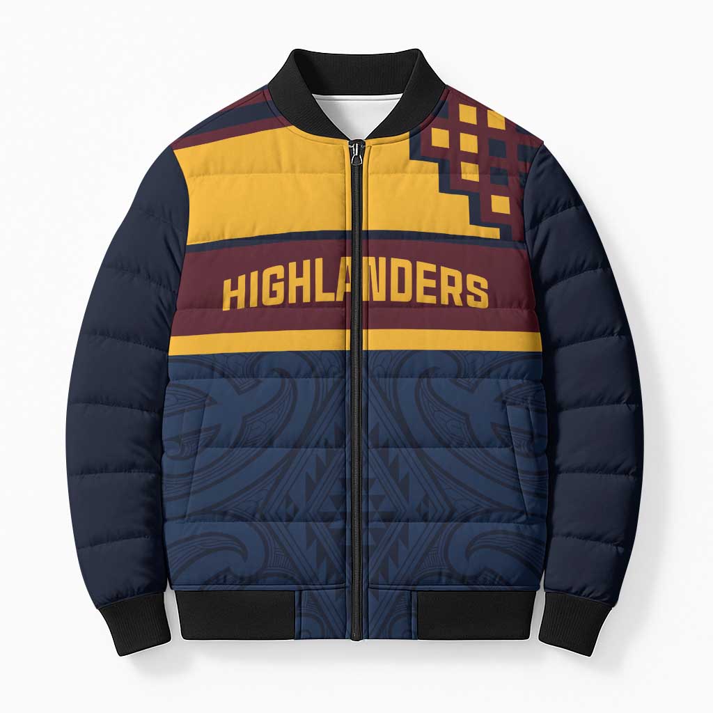 New Zealand Rugby Pacific Custom Bomber Puffer Jacket Kahupeka Retro 2025 Taniko Motif - Aussie Hoodie
