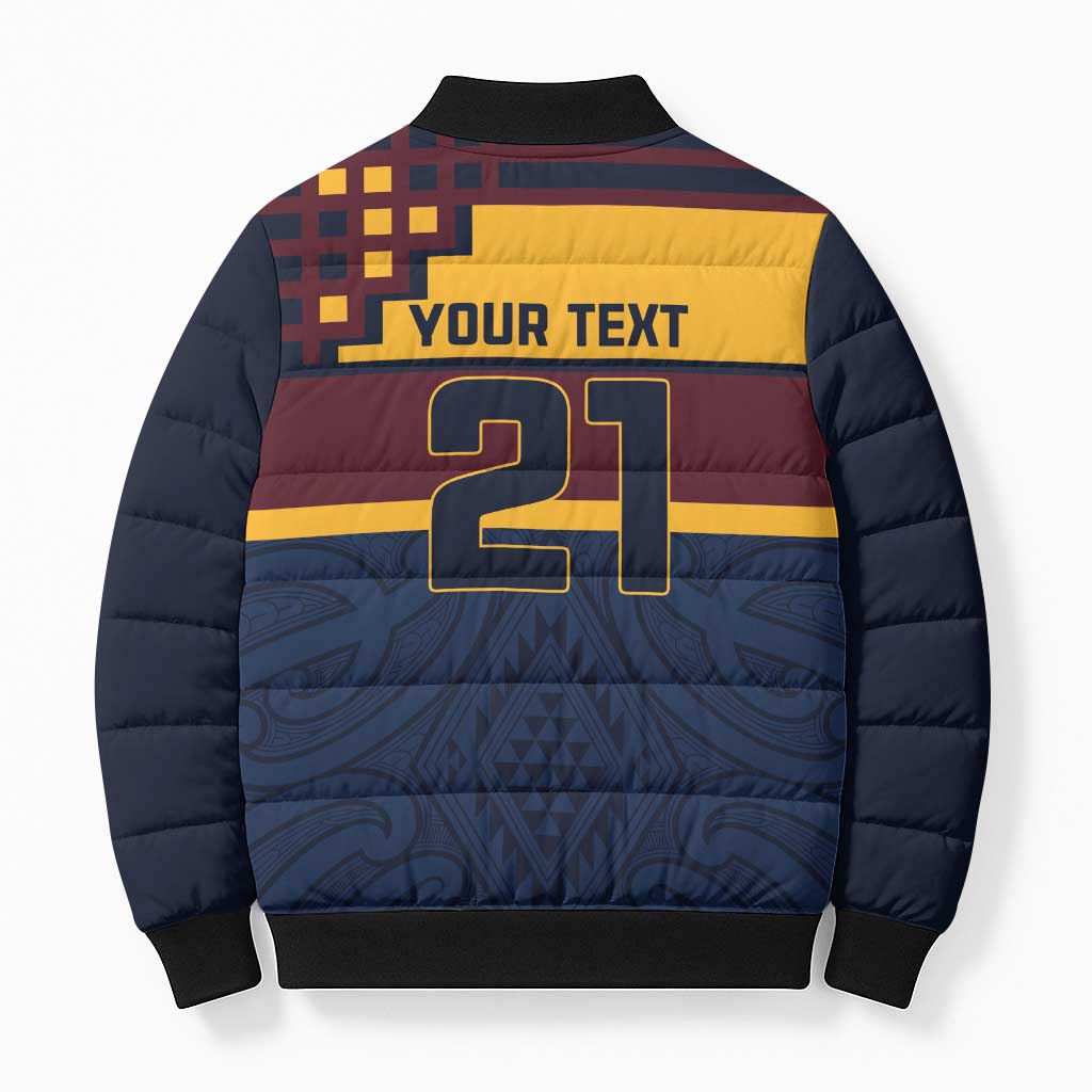 New Zealand Rugby Pacific Custom Bomber Puffer Jacket Kahupeka Retro 2025 Taniko Motif - Aussie Hoodie