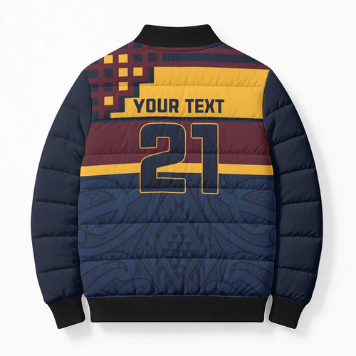 New Zealand Rugby Pacific Custom Bomber Puffer Jacket Kahupeka Retro 2025 Taniko Motif - Aussie Hoodie