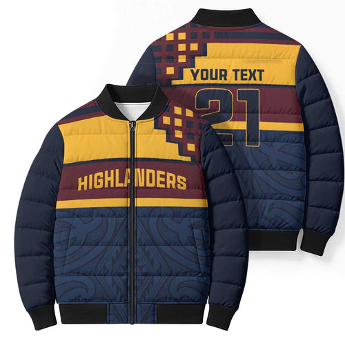 New Zealand Rugby Pacific Custom Bomber Puffer Jacket Kahupeka Retro 2025 Taniko Motif - Aussie Hoodie