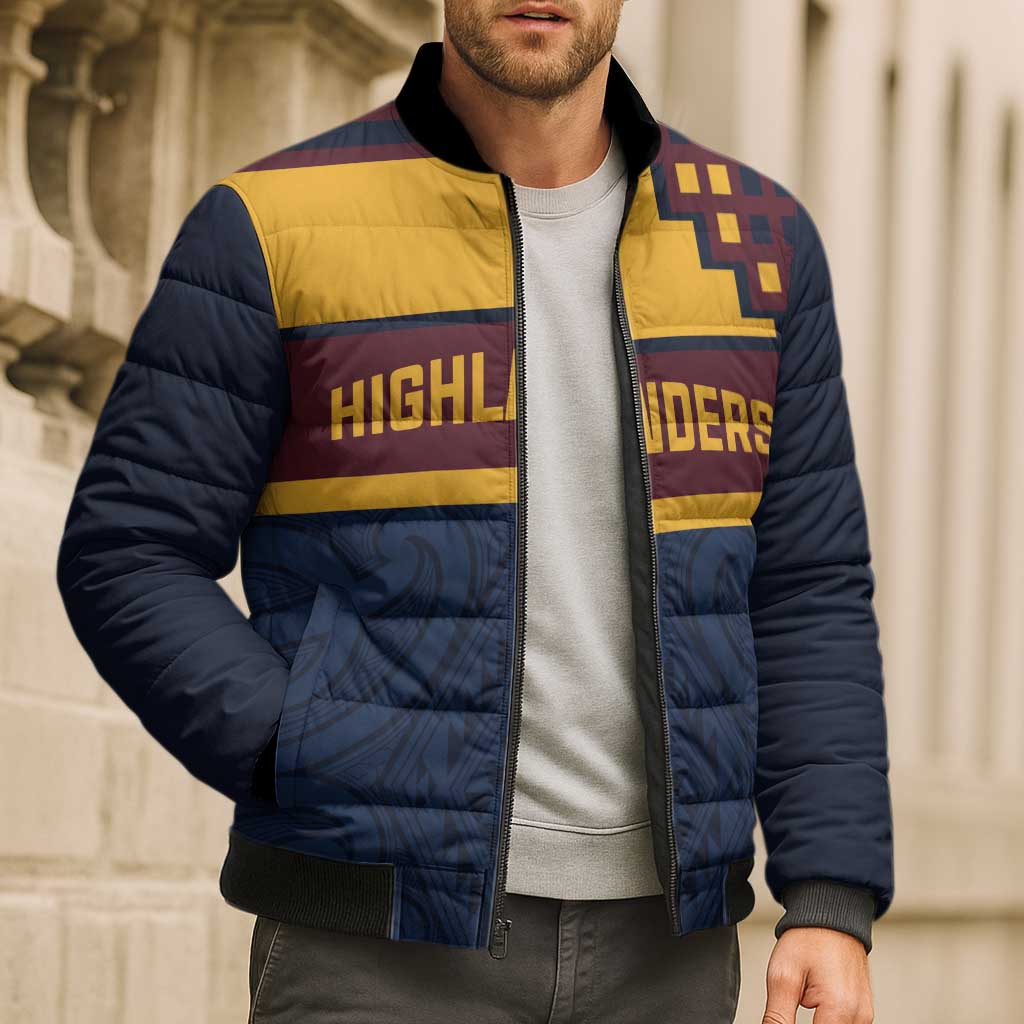 New Zealand Rugby Pacific Custom Bomber Puffer Jacket Kahupeka Retro 2025 Taniko Motif - Aussie Hoodie