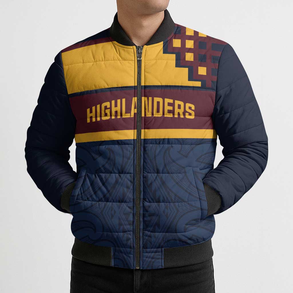 New Zealand Rugby Pacific Custom Bomber Puffer Jacket Kahupeka Retro 2025 Taniko Motif - Aussie Hoodie