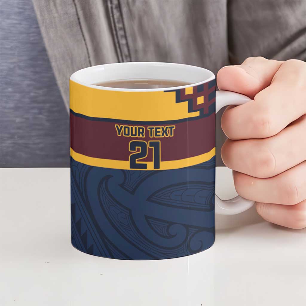 New Zealand Rugby Pacific Custom Ceramic Mug Kahupeka Retro 2025 Taniko Motif - Aussie Hoodie