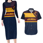 New Zealand Rugby Pacific Custom Couples Matching Long Sleeve Bodycon Dress and Hawaiian Shirt Kahupeka Retro 2025 Taniko Motif