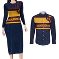 New Zealand Rugby Pacific Custom Couples Matching Long Sleeve Bodycon Dress and Long Sleeve Button Shirt Kahupeka Retro 2025 Taniko Motif