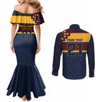 New Zealand Rugby Pacific Custom Couples Matching Mermaid Dress and Long Sleeve Button Shirt Kahupeka Retro 2025 Taniko Motif