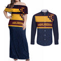 New Zealand Rugby Pacific Custom Couples Matching Off Shoulder Maxi Dress and Long Sleeve Button Shirt Kahupeka Retro 2025 Taniko Motif