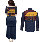 New Zealand Rugby Pacific Custom Couples Matching Puletasi and Long Sleeve Button Shirt Kahupeka Retro 2025 Taniko Motif